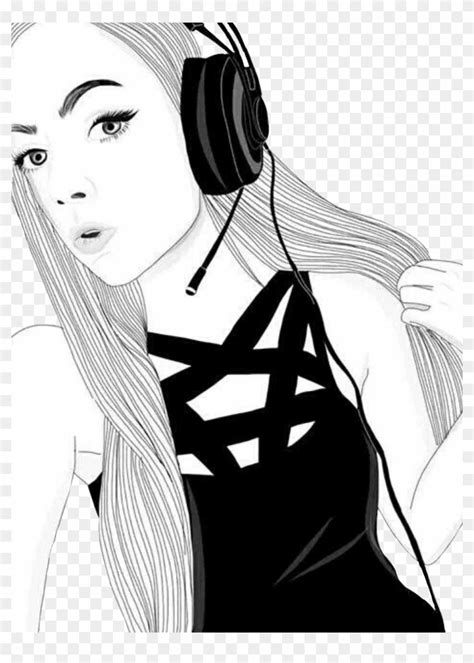 Gamer Tumblr Girl Drawing Png Download Girl With Headphones Drawing