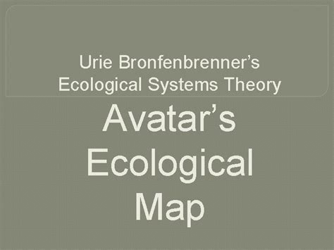 Urie Bronfenbrenners Ecological Systems Theory Avatars Ecological Map