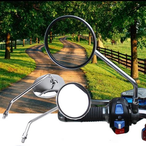 Chrome Motorcycle Classic Round Rearview Side Mirrors 10mm Universal