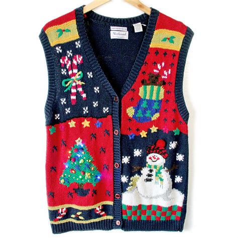 Vintage 90s Light Up Ugly Christmas Sweater Vest The Ugly Sweater Shop