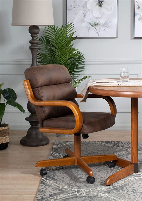 Buy Casual Dining Cushion Swivel And Tilt Rolling Caster Chair Online