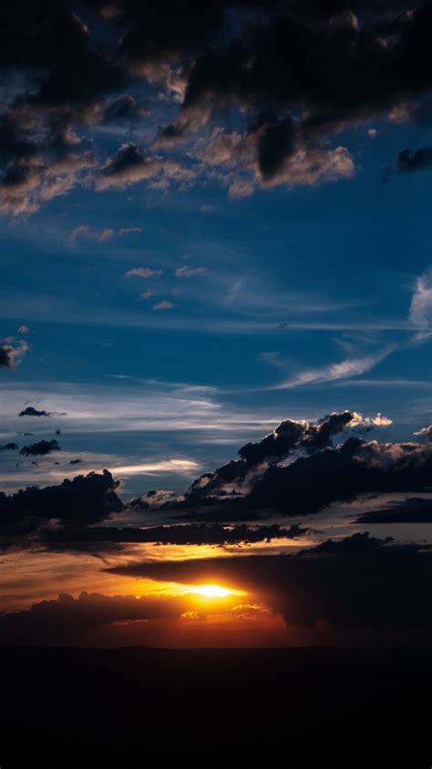 Download Wallpaper 938x1668 Sunset Clouds Sun Twilight Dark Iphone