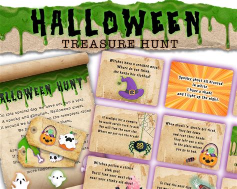 Halloween Treasure Hunt Clues Scavenger Hunt Fun Themed Colourful
