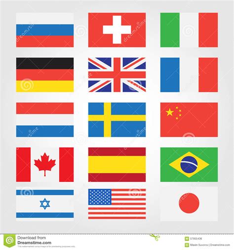 Flags Of Countries Around The World Stock Vector Illustration Of