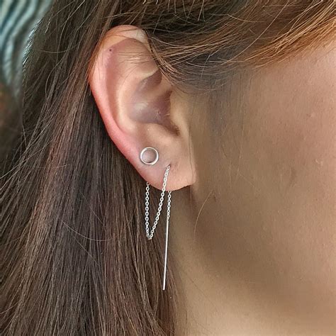 Double Piercing Earring Two Hole Earrings Pull Through Etsy Uk