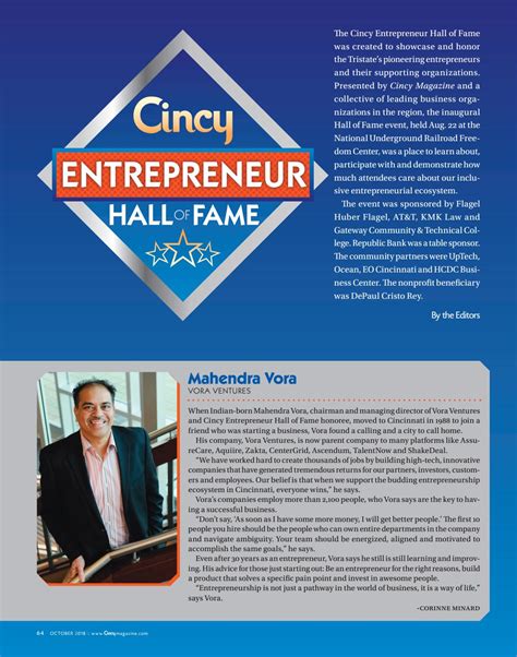 Cincy Entrepreneur Hall Of Fame 2018 By Cincy Magazine Issuu