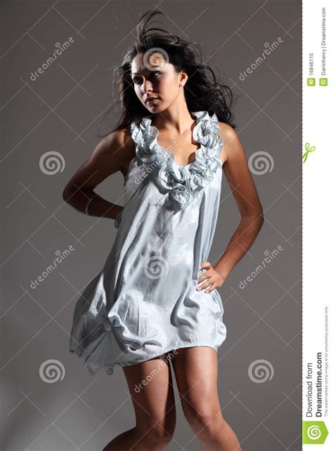 Sexy Fashion Model Poses In Short Dress Royalty Free Stock