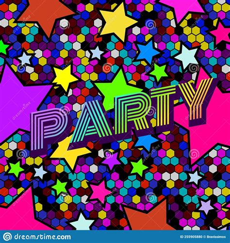 Party Stars Illustration Design Disco Retro Vector Music Abstract