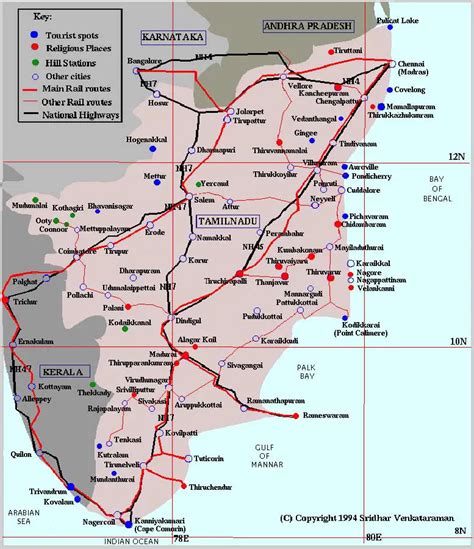 Railway Map Of Tamilnadu And Kerala Tamil Nadu Map State District