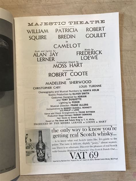 Camelot May 1962 Broadway Vintage Playbill Robert Goulet Madeline