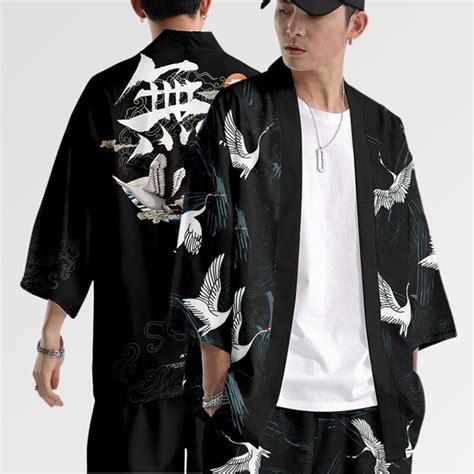 Japanese Haori For Men Kimono Yukata Solid Color Tops Streetwear Shirt Cotton Coat Harajuku