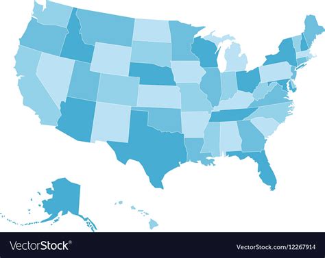 Blank Map Of Usa In Four Shades Of Blue Royalty Free Vector
