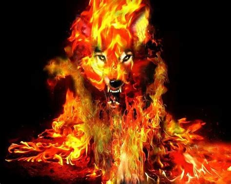 Elemental Fire Wolf Serigala