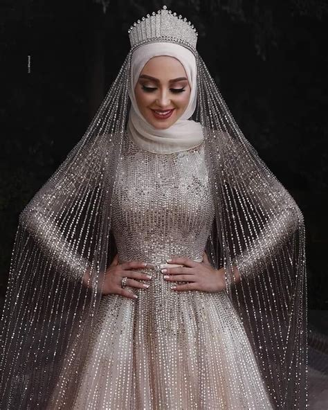 Pin By Rhonda F On Sewing Sequins Wedding Gown Muslim Wedding Dress Hijab Bride Muslim