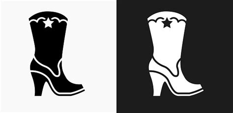 Cowgirl Boot Icon On Black And White Vector Backgrounds Stock