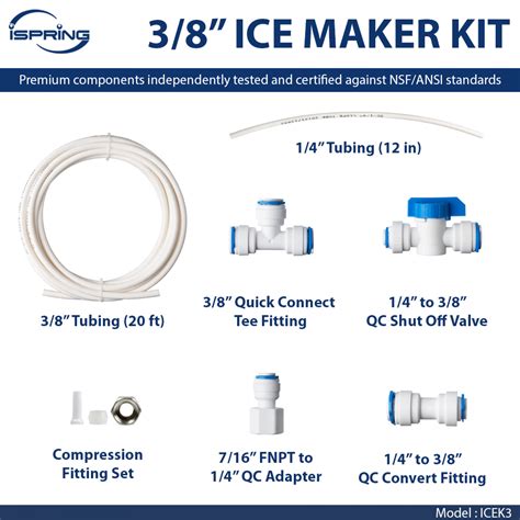 ispring icek3 20 feet 3 8 tubing water line splitter and reverse osmosis refrigerator ice maker