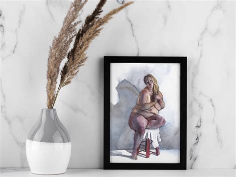 A4 Plus Size Nude Painting Body Positive Nude BBW Nude Art Etsy
