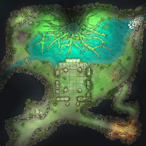 A Map With Lots Of Green Plants On The Top And Water Below It As Well