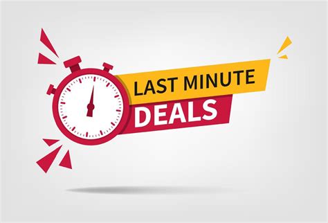 Last Minute Deal Button Flat Label Flag Sign Alarm Clock Countdown