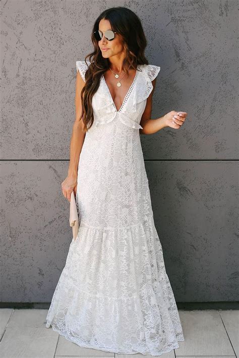 White Tiered Maxi Dress All My Love Lace Tiered Maxi Dress Long Gown White Gown V Neck Lace