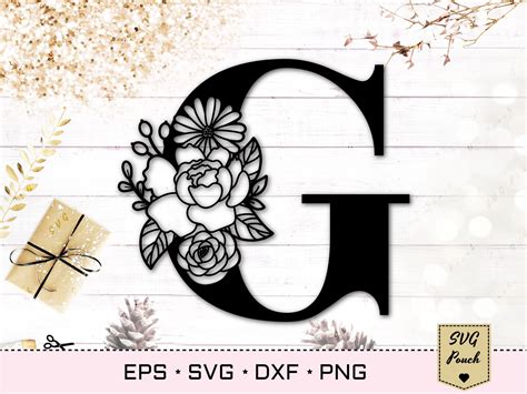 Floral Letter G Svg Flower G Font Svg Floral Letters Svg Etsy