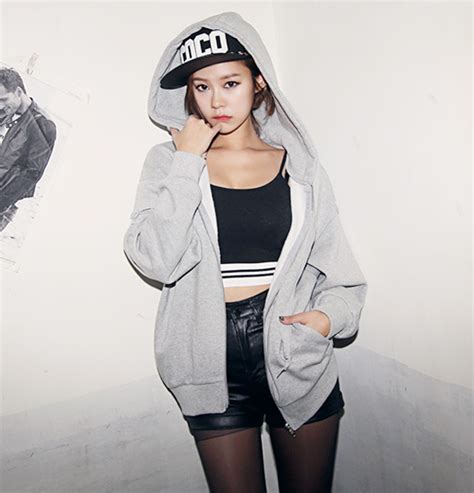 [dabagirl] Wide Drawstring Oversized Zip Up Hoodie Kstylick Latest Korean Fashion K Pop