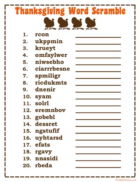 15 Fun To Solve Thanksgiving Word Scrambles Kitty Baby Love
