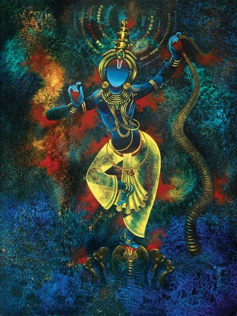 Lord Krishna Dancing On Kaliya Naag By Yograj Verma On Artflute Com