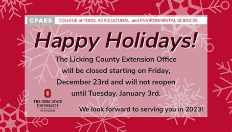Extension Office Closures For The Holidays Licking County 4 H