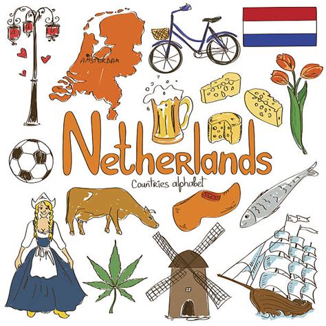 Best Drawing Of The Dutch Windmill Illustrations Royalty Free Vector