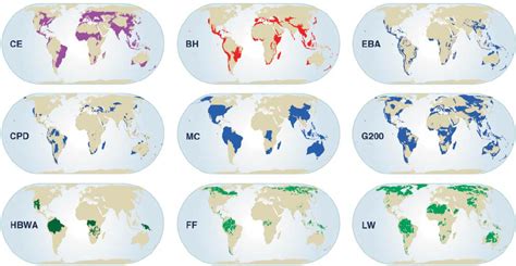 Maps Of The Nine Global Biodiversity Conservation Priority Templates