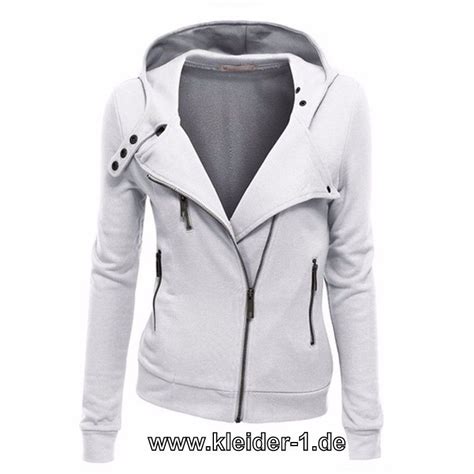 Men hoodies jacket sweater casual side zip up hooded sweatshirt coat dark gray m. Damen Zipper Jacke in Weiß | Frauen hoodie, Jacke mit ...
