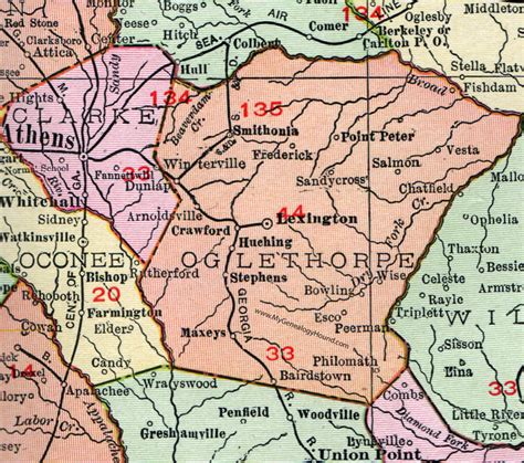 Oglethorpe County Georgia 1911 Map Lexington Crawford Hutchings