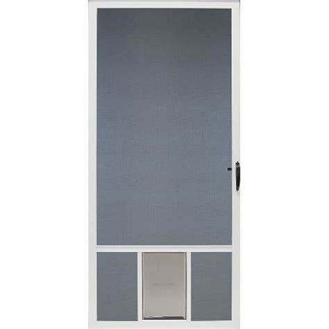 Comfort Bilt Pet Breeze White Aluminum Hinged Screen Door With Pet Door