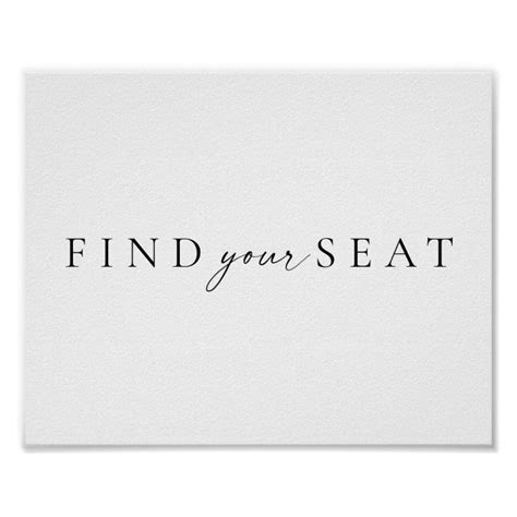 Chic Simple Script Wedding Find Your Seat Sign Zazzle