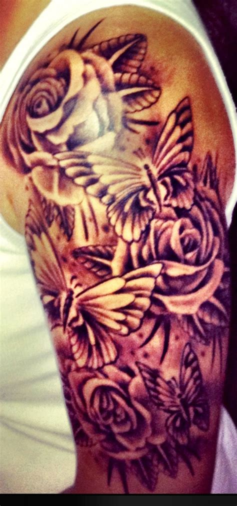 Rose Butterfly Half Sleeve Tattoo Tattys And Piercings