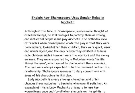 Explain How Shakespeare Uses Gender Roles In Macbeth Gcse English