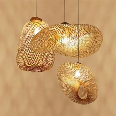 Bamboo Wooden Pendant Light AC90 260V E27 3 Sizes Frisky Lighting