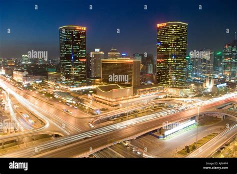 Night View Of China World Trade Center Beijing Stock Photo Alamy