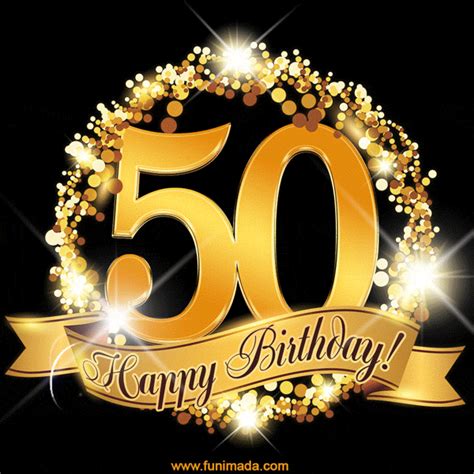 Happy 50th Birthday Anniversary Card Gold Glitter And Sparkles