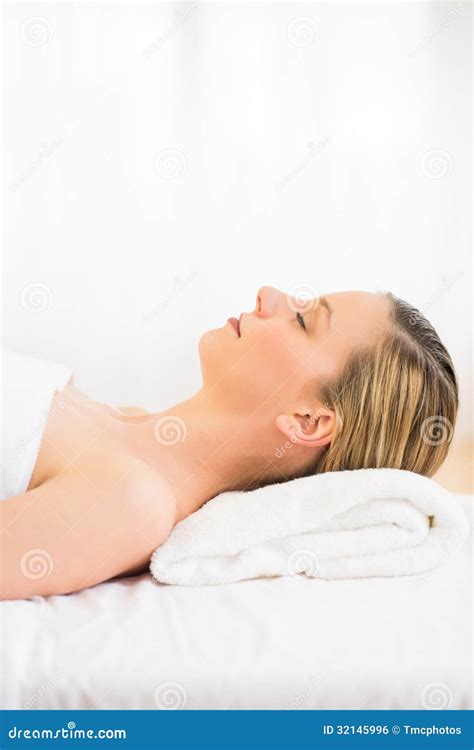 Woman Sleeping On Massage Table At Health Spa Royalty Free Stock Image Image 32145996