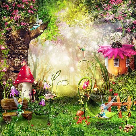Fairytale Wonderland Enchanted Forest Background Photophone Mushrooms