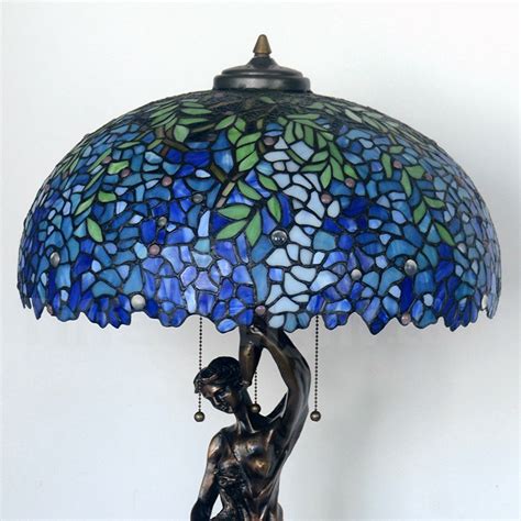 Blue lamp is located in sacramento city of california state. 20 Inch Retro Blue Wisteria Tiffany Table Lamp