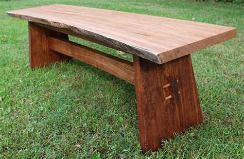 Pictured Is A Bench With A Live Edge Top Photo Taken At An Angle