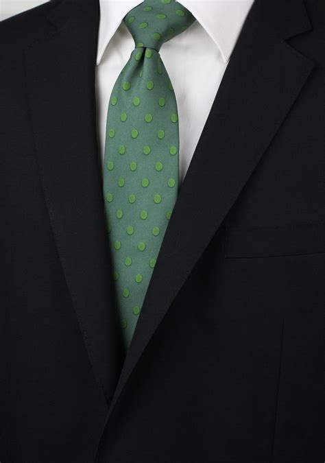 Bold Mens Necktie In Green With Light Green Polka Dots Polka Dot Tie