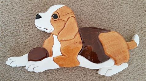 Intarsia Beagle Dog Made From Solid Pine Wood Ready For Etsy Dog