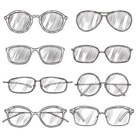 Premium Vector Sketch Sunglasses Hand Drawn Eyeglass Frames Doodle