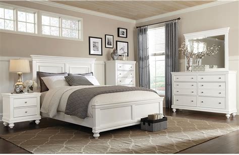 Pair this with bright pops of color in throw pillows or bedding. Bridgeport 5-Piece Queen Bedroom Set - White | The Brick