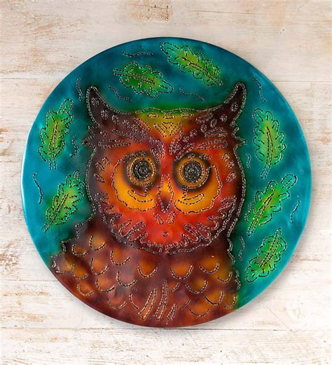 Handcrafted Lighted Owl Metal Wall Art Wind And Weather