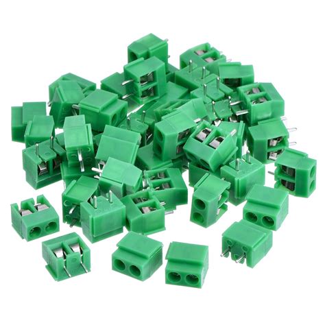 Buy 50 Pieces 2 Pin 5 Mm Pinch Pcb Screw Terminal Block Connector 300v 10a Green Online At
